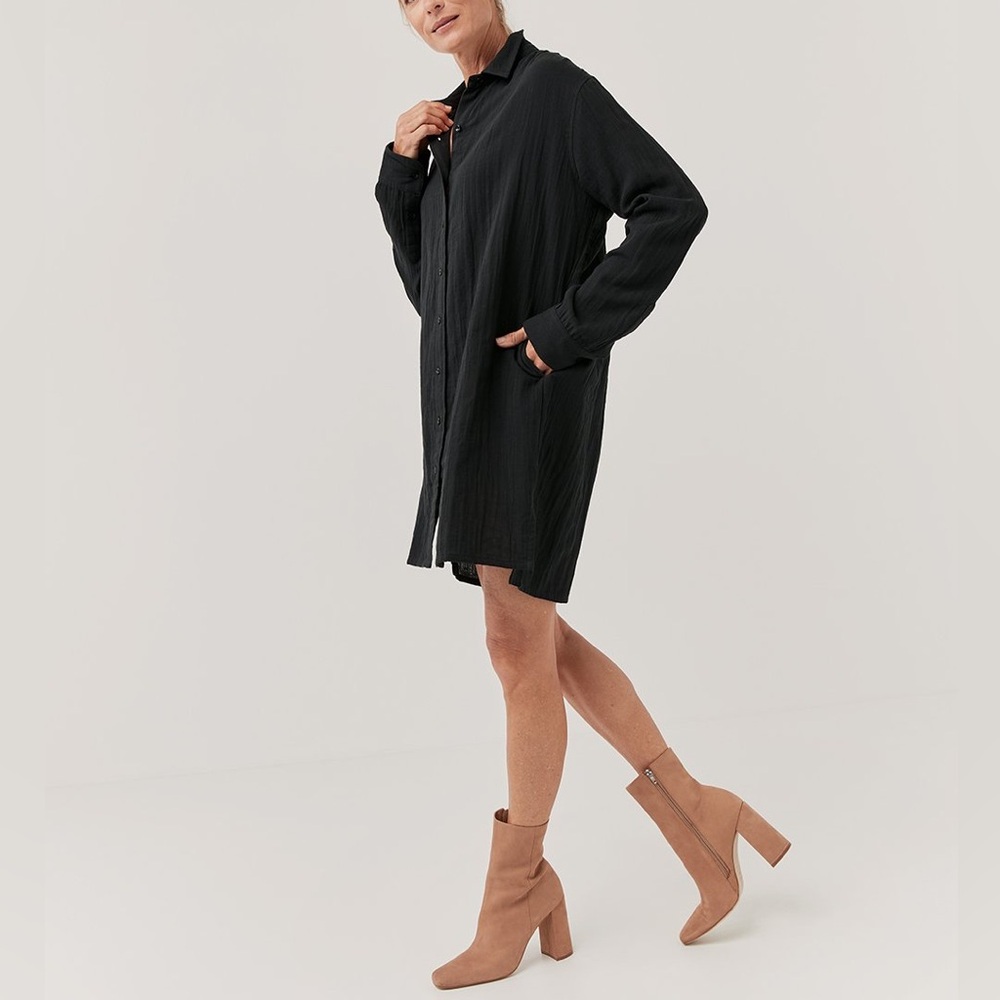 Pact Black Shirt Dress
